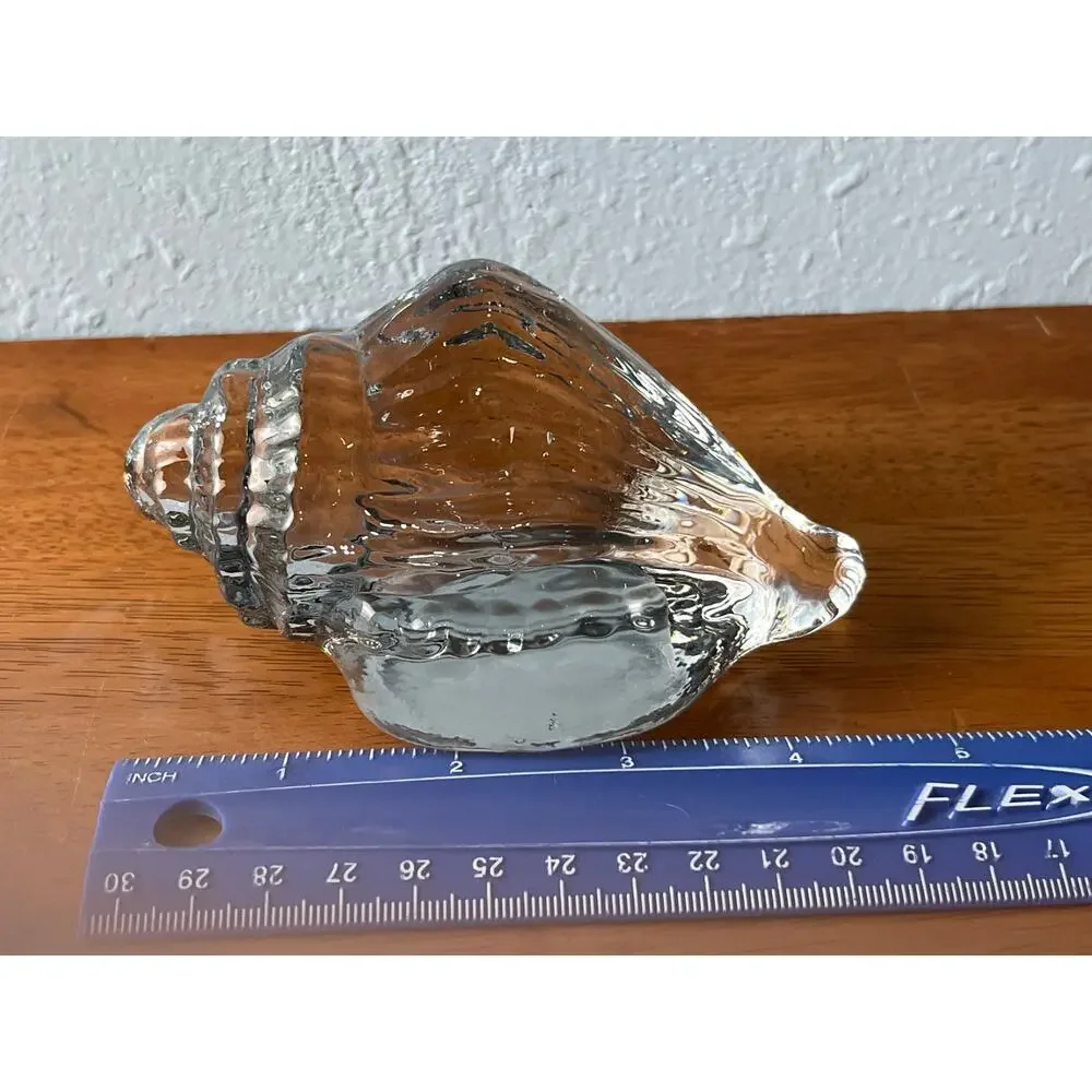 VTG Hand Blown Art Glass Conch Shell Paperweight Seashell